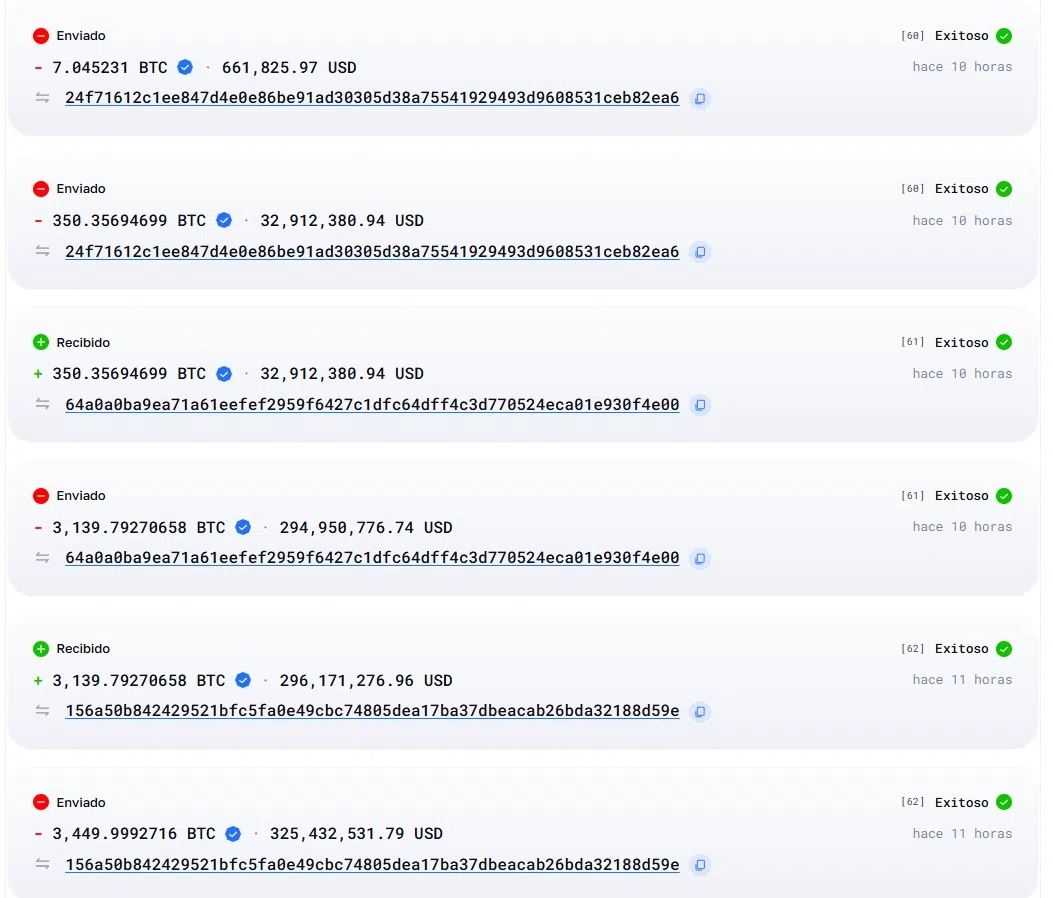 Movimentos no endereço bitcoin (BTC) supostamente afetados por um hack. Fonte:blockchair